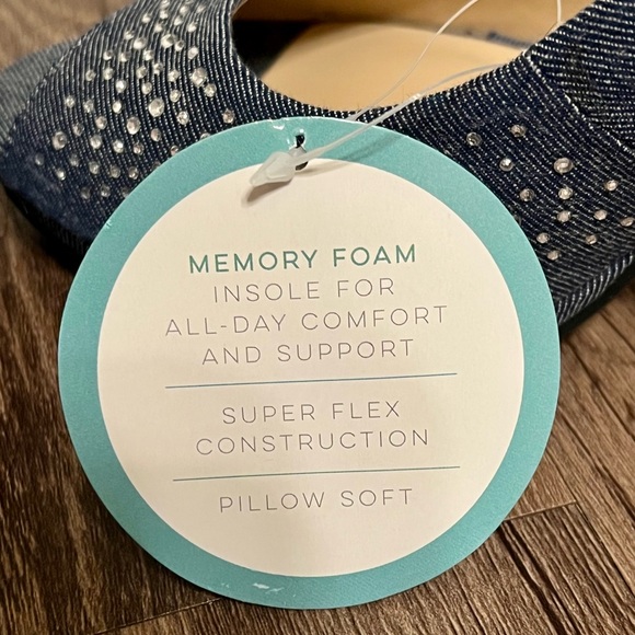 Denim Peep Toe Pump with Rhinestones - Picture 5 of 6